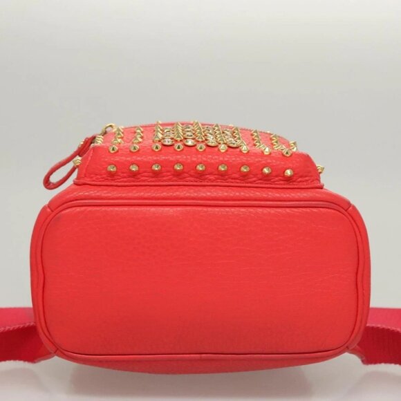 MCM Studs Backpack Leather Red Gold bst584-112825 - Picture 8 of 16